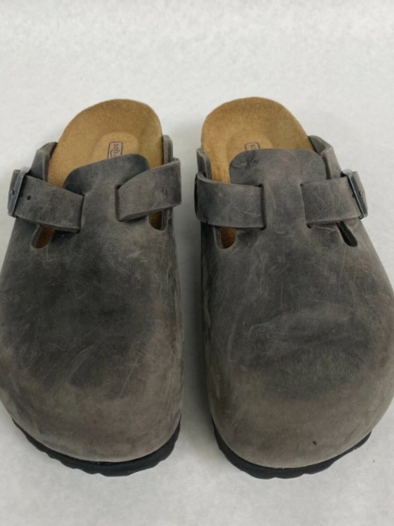 Birkenstock Boston Soft Footbed Iron Oiled Leather Regular Width Sandals